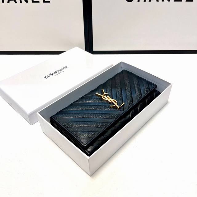 Color Black Size 19X10 Saint Laurent wallet Imported calfskin leather First-cla