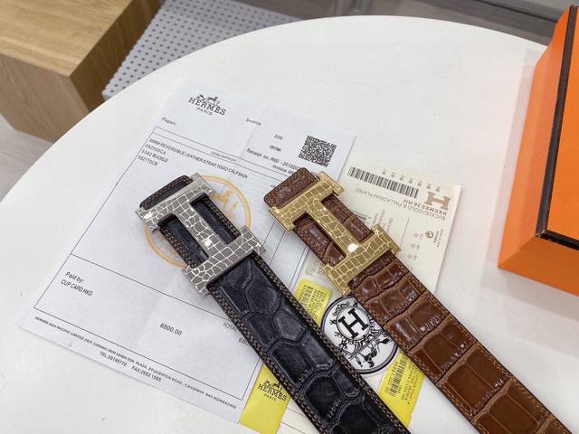 Heres. Hermes original counter new buckle with double-sided imported leather bel