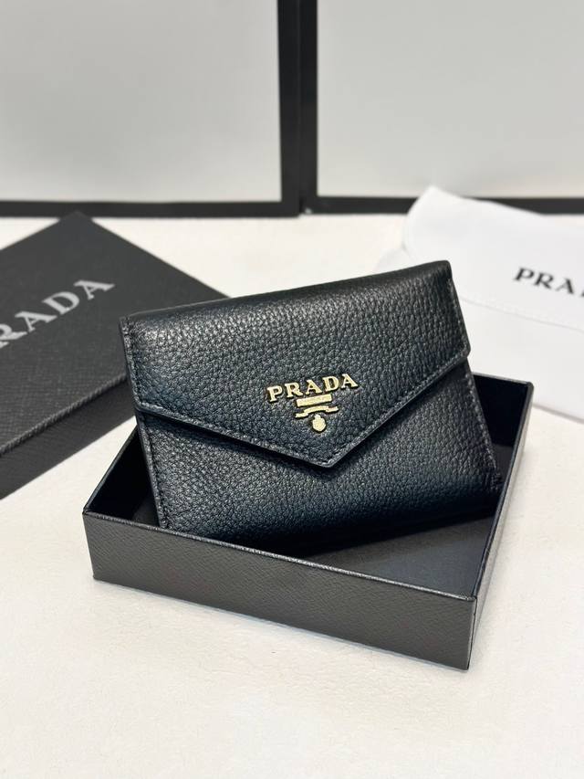 Color Black Size 11X10 Prada fashion wallet, high-quality cowhide high-end hard