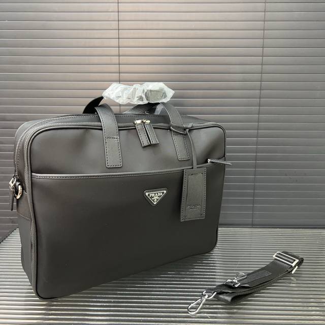 Prada canvas briefcase men's bag computer bag handbag classic all-match real sho