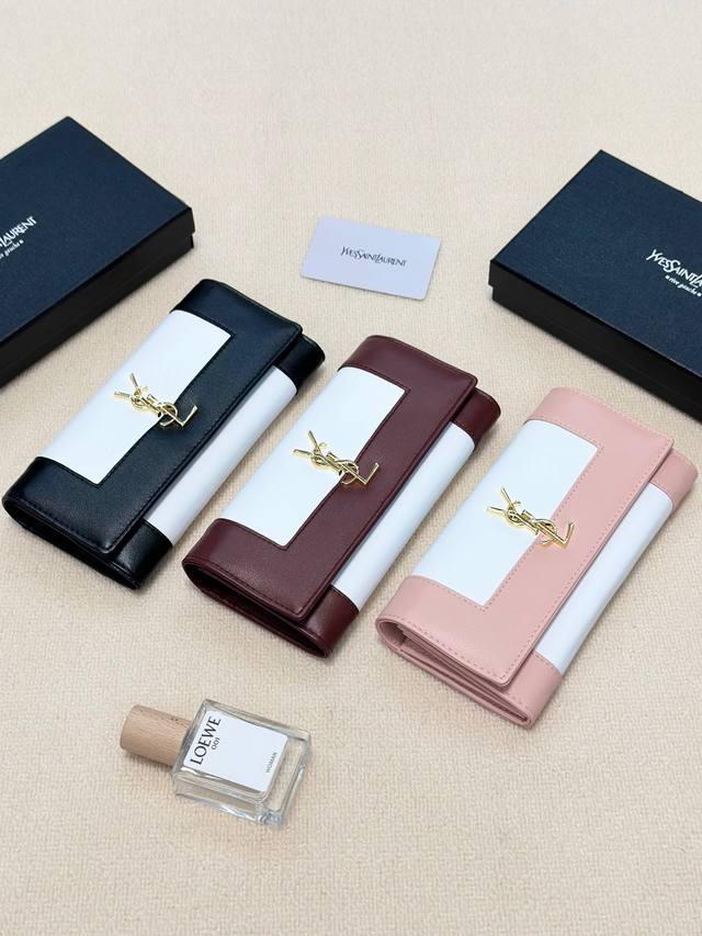 Color Black Pink Size 19X10 Saint Laurent wallet Imported calfskin leather Firs