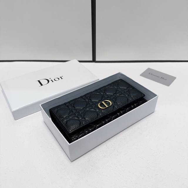 Color Black Size 19X10 Dior Fashion Wallet Top Layer Cowhide Embossed Cabinet S
