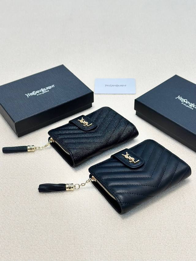 Color Black Sheep Gold Black Ball Gold Size 15X10 Saint Laurent style tri-fold