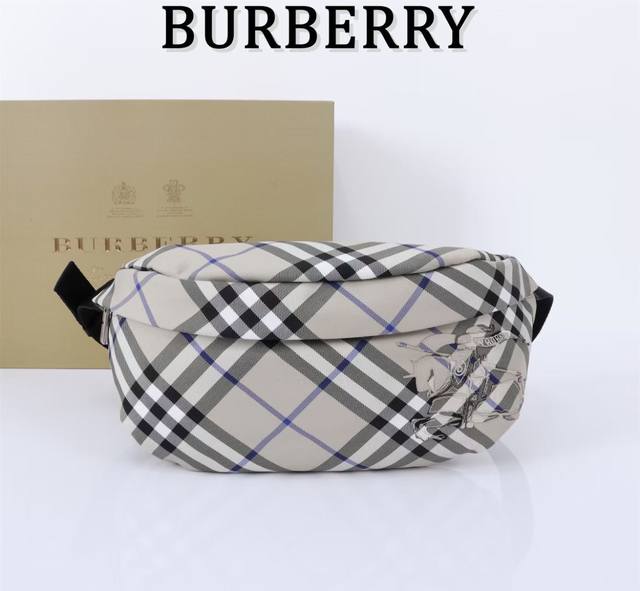 B's latest waist bag, decorated with the exclusive Bur check. The lining is made