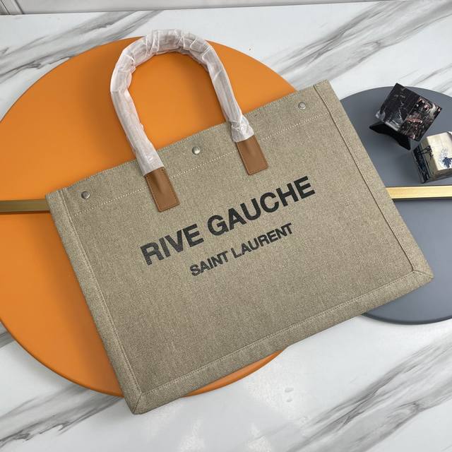 Horizontal_ Rive Gauche Tote Bag, Left Bank shopping bag, from custom linen to h