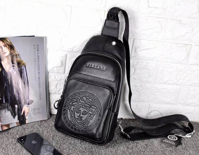 Versace chest bag Top quality imported original cowhide, wear-resistant and dur