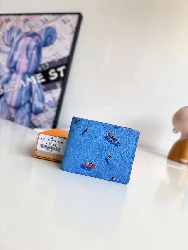 Overseas original M14874 blue exclusive real shot! This Slender wallet is from