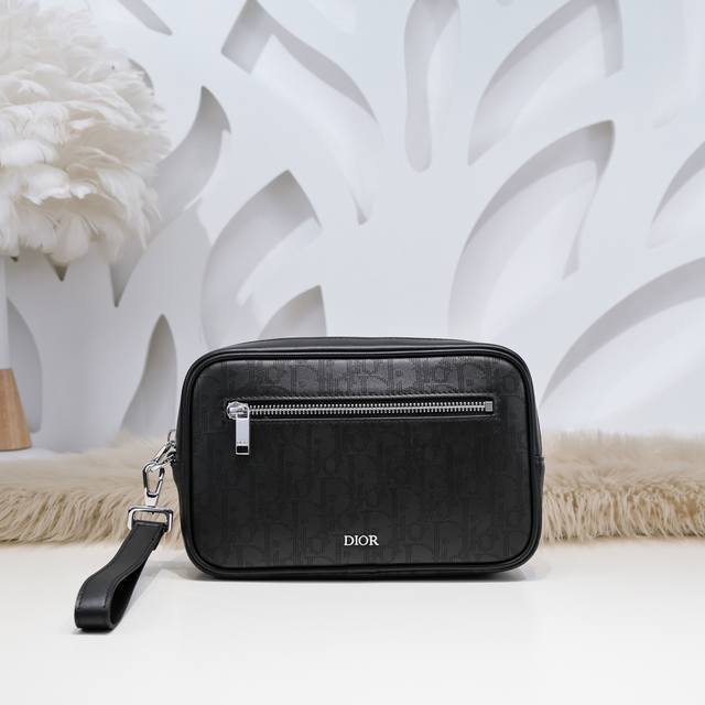 Dior-Dior's latest clutch bag, original quality, made of unique black Oblique Ga