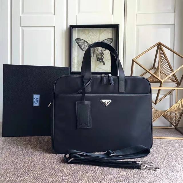 P new men's bag, 2Ve407 black - double layer, made of imported parachute fabric,