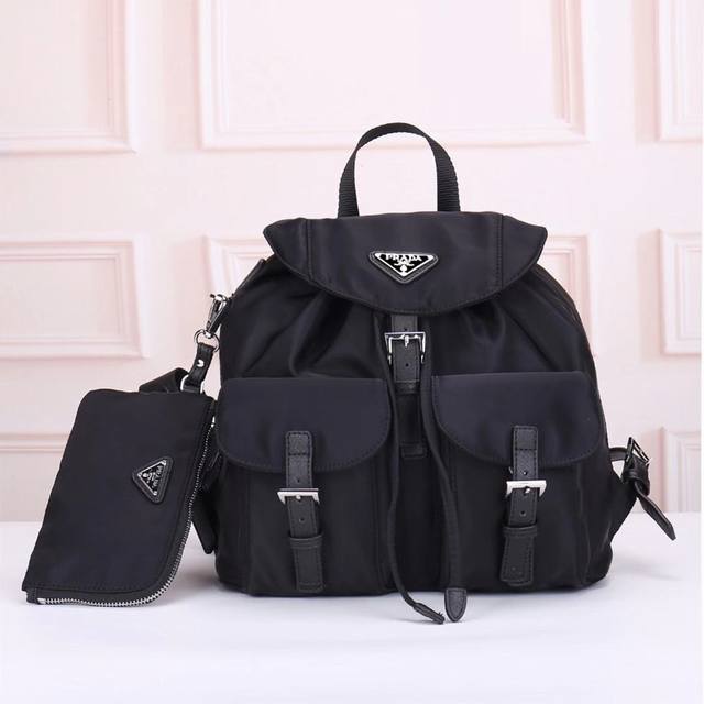 Prada-Prada two-piece backpack official website uses original imported waterproo