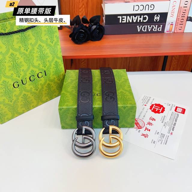 Gucc Original new product from Gucci G. The belt is made of double-sided Italian