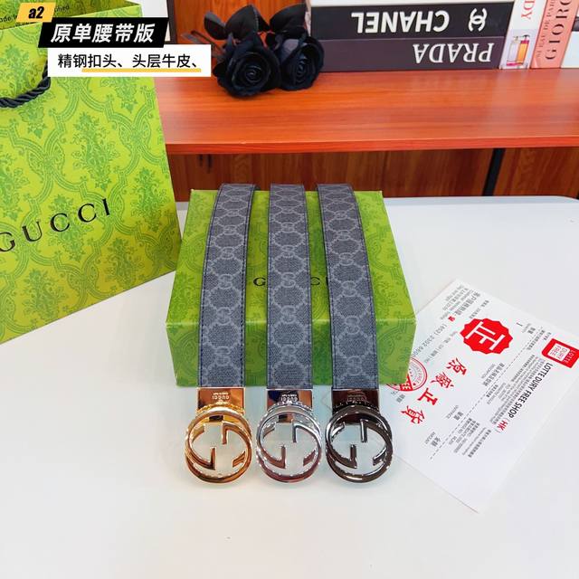 Gucc Original new product from Gucci G. The belt is made of double-sided Italian
