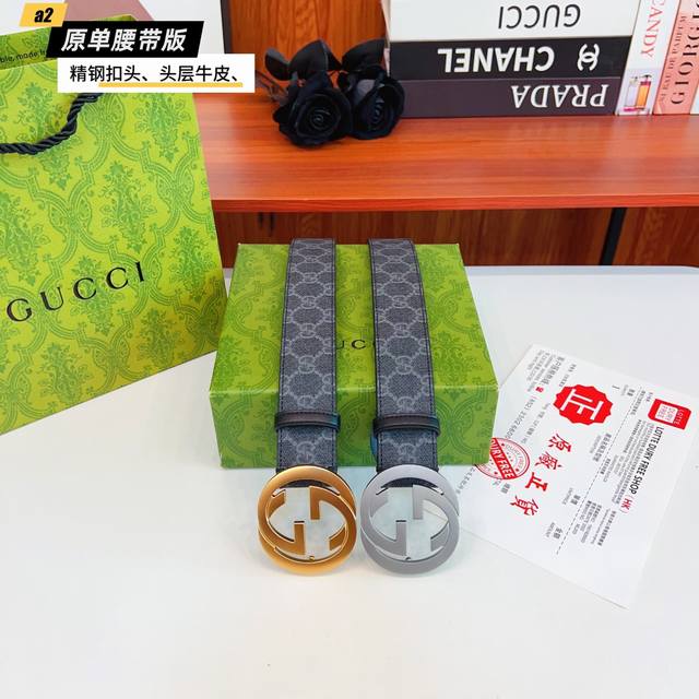 Gucc Original new product from Gucci. The belt is made of double-sided Italian i