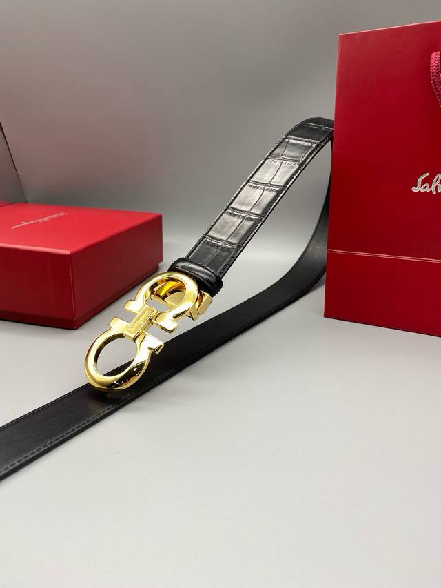 Upgraded version of the Ferragamo men's 3.5cm high-quality metal buckle, thicke
