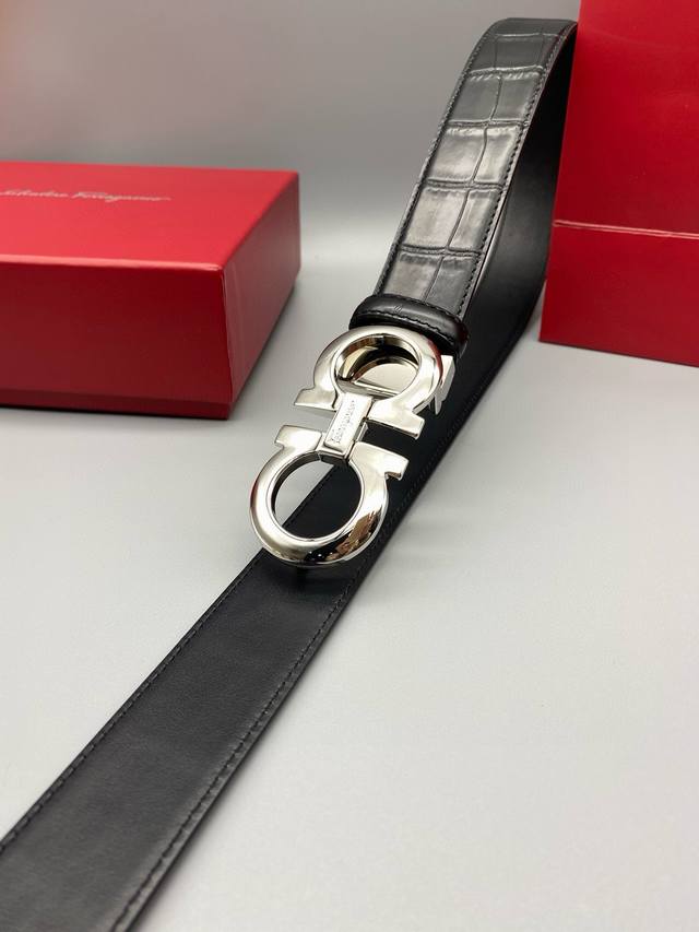 Upgraded version of the Ferragamo men's 3.5cm high-quality metal buckle, thicke