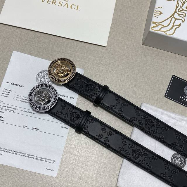 Brand: Versace new belt Grade: top layer cowhide, new model. Width 3.8cm. Oil e
