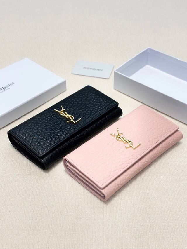 Color Black and Pink Size 19X10 Saint Laurent wallet Imported calfskin embossed