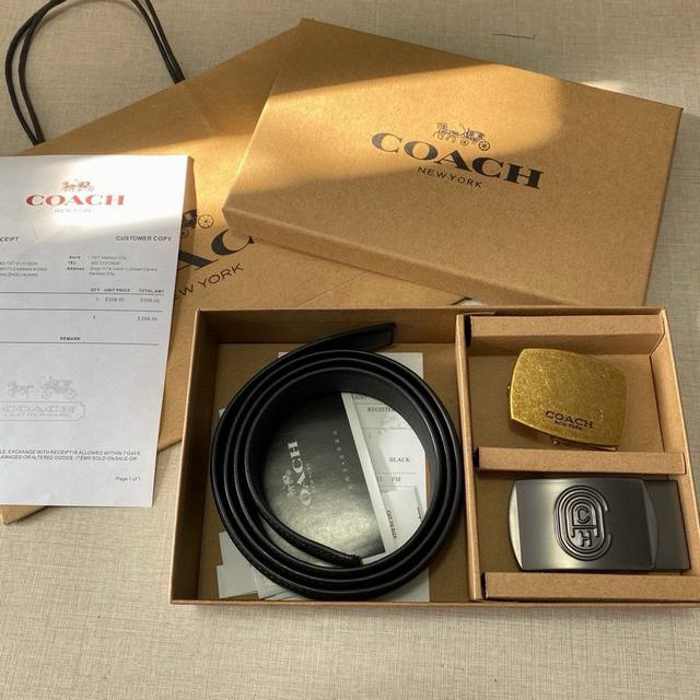Double buckle gift box set with gift box Coach gift box set belt hot sale 3.5cm
