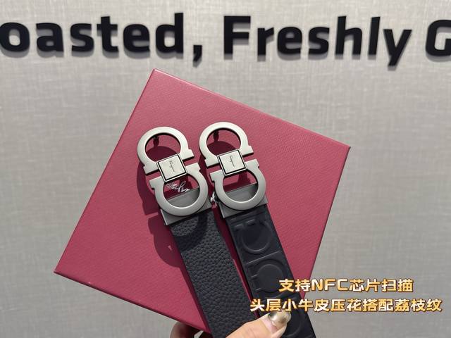 Supports NFC chip. Ferragamo men's belt. Wearing this belt will make you rich. D
