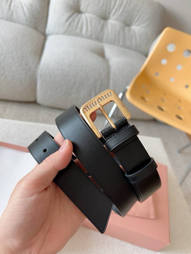 Miu Miu This leather belt is simple and elegant in design, with a metal buckle