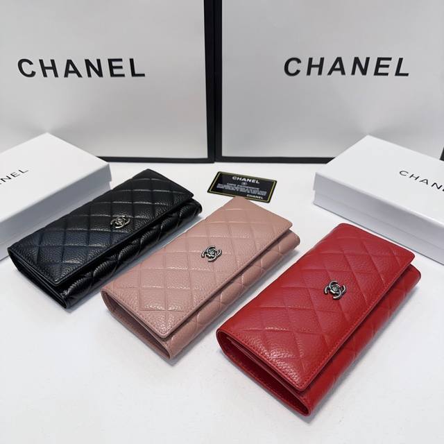 Color Black Pink Size 19X10 Chanel popular cowhide bi-fold wallet Classic style