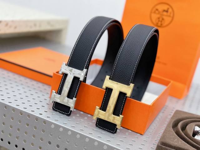 Hermes 3.8Cm imported original Togo leather belt buckle metal craft, hand-polis