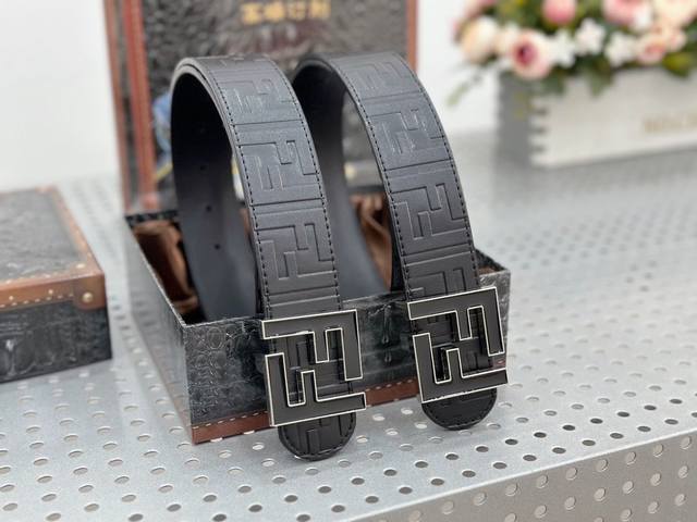 Fendi original quality, logo-shaped wide belt, double-sided, versatile style, q