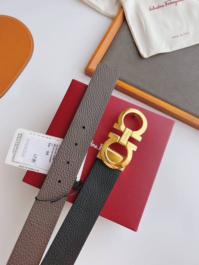Ferragamo. Ferragamo Full set package width 3.5Cm High-end custom men's belt Dou