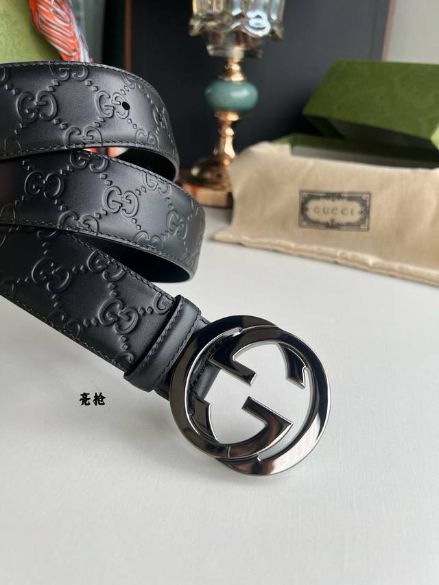 Gucci men's fashion belt, classic style from the counter, first layer cowhide l