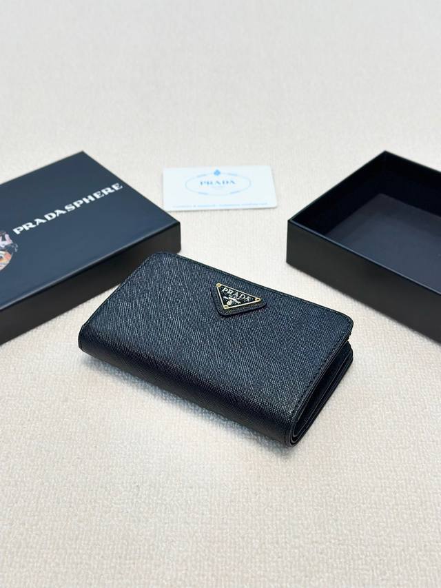 Color Black Size 15X9 Prada Fashion Card Holder Wallet, High-quality Cross Grai