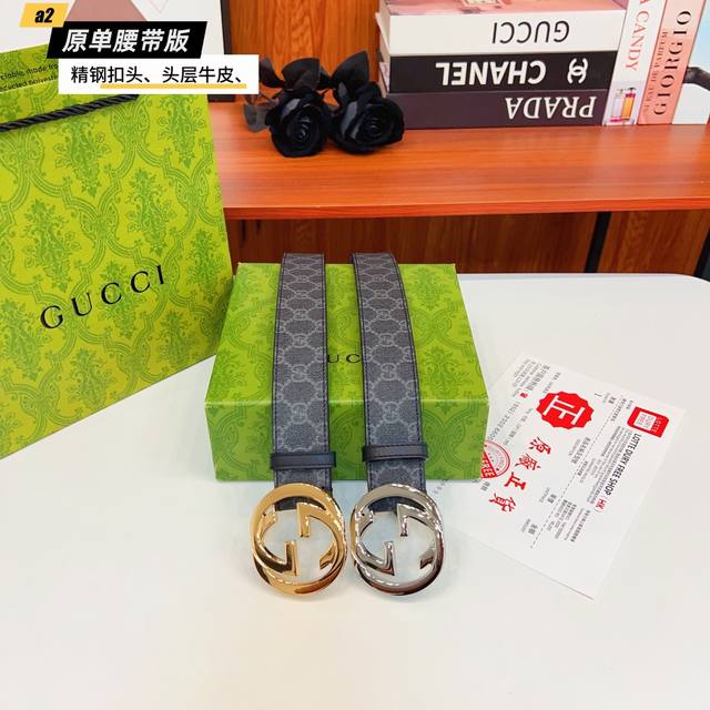Gucc Original new product from Gucci G. The belt is made of double-sided Italian