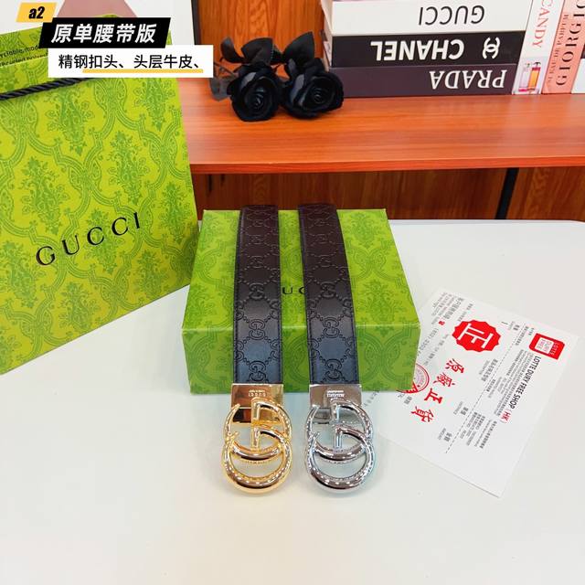Gucc Original new product from Gucci. The belt is made of double-sided Italian i