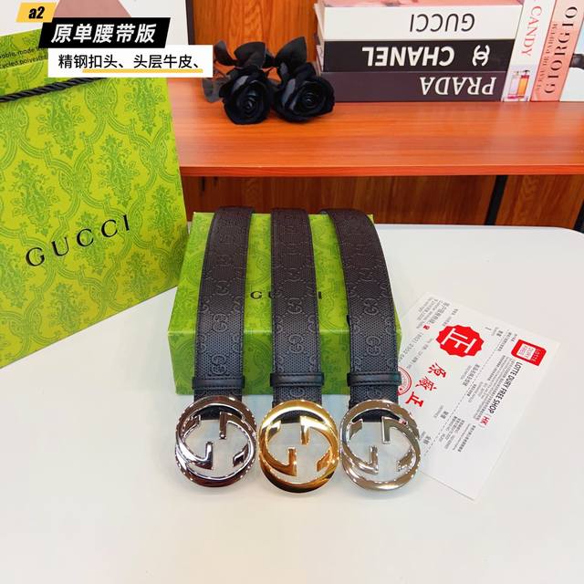 Gucc Original new product from Gucci. The belt is made of double-sided Italian i