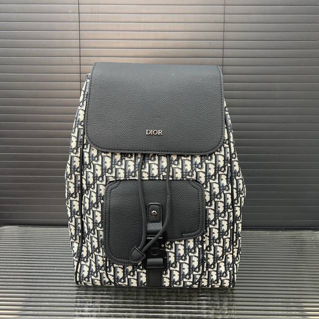 Dior Dior Oblique jacquard denim saddle backpack for men and women large capacit