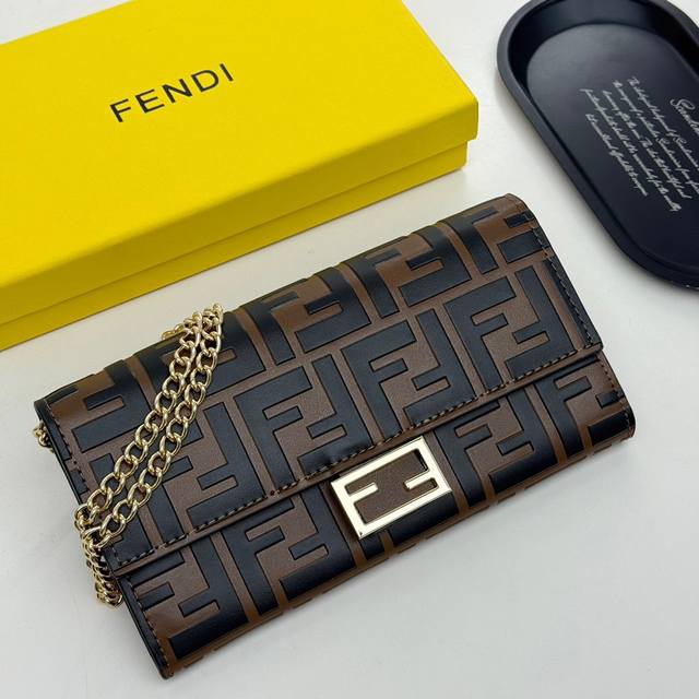 Fendi 621666 Color Black Dark Brown Size 19*10.5*3.5 Fendi counter synchronizati