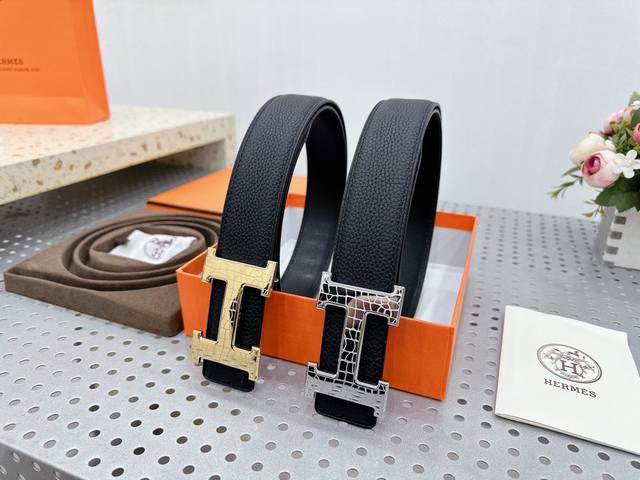Hermes 3.8cm imported original Togo leather belt buckle metal craft, hand-polis