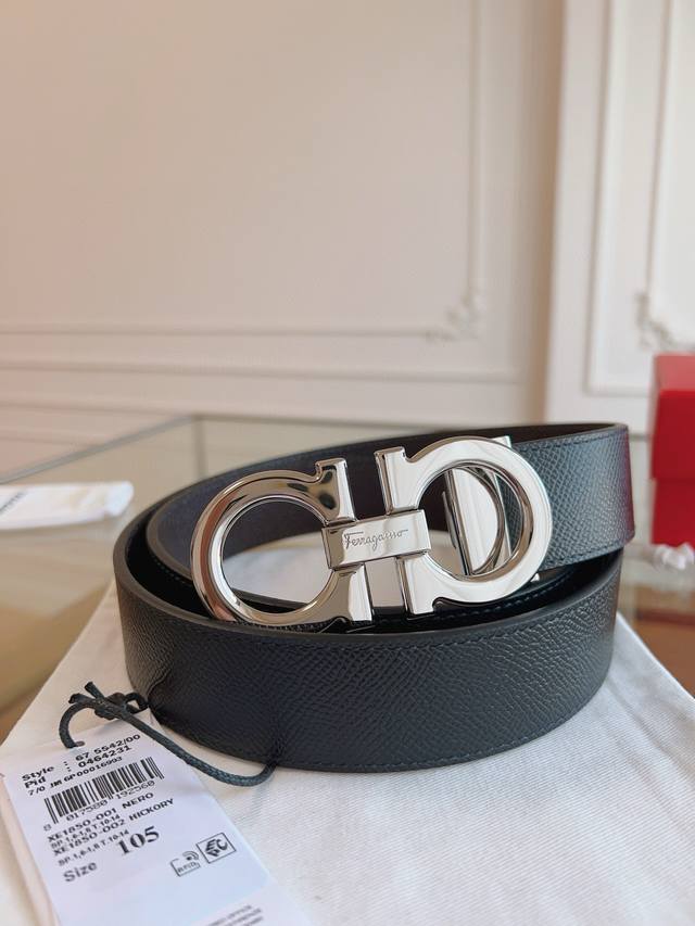 Ferragamo counter now selling 3.5cm original leather. Precision brass hardware,