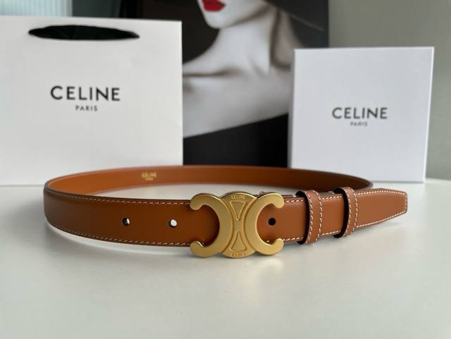 Celine Arc de Triomphe logo gold buckle trendy belt, the secret weapon to show o