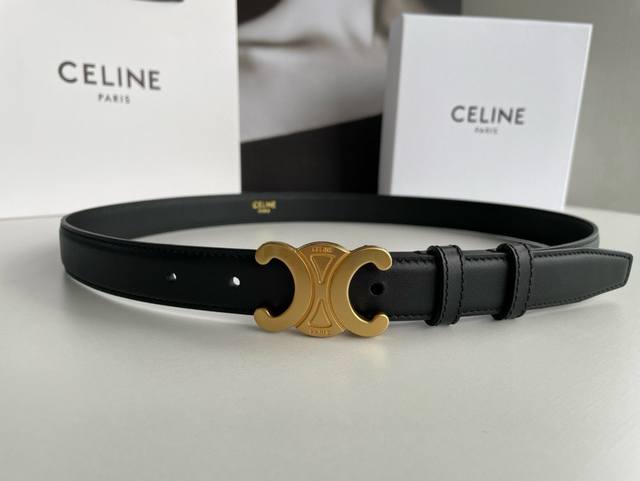 Celine Arc de Triomphe logo gold buckle trendy belt, the secret weapon to show o