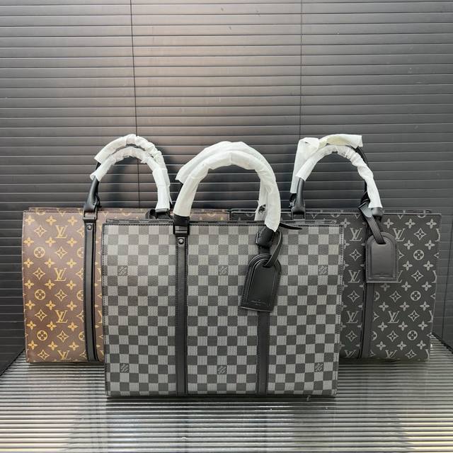 Louisvuitton Louis Vuitton Lv printed double zipper briefcase men's bag computer