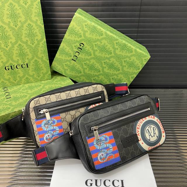 Gucci Gucci Gg embroidered printed waist bag crossbody chest bag unisex real sho