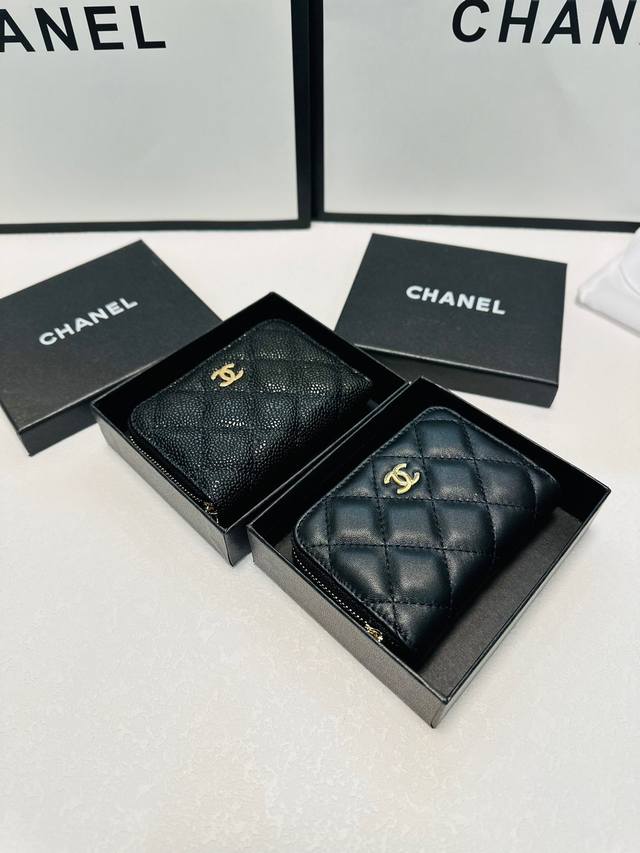 Color Lambskin Black Caviar Black Size 9X5 Pure Leather Card Holder Super Self-