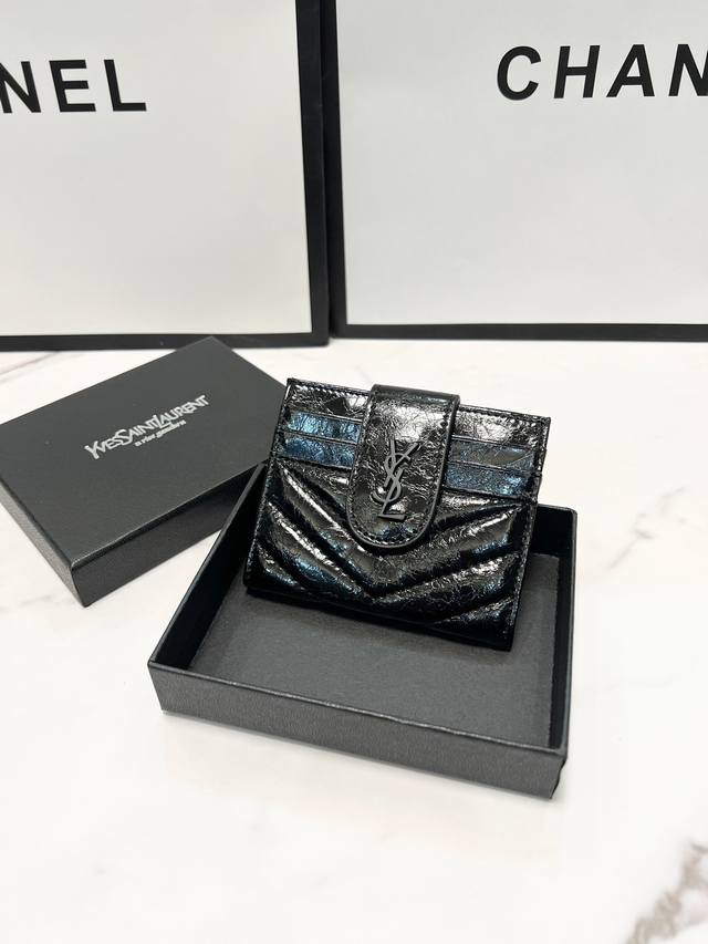 Color Black Size 10X9Ysl Pure leather card holder Super self-retained. Dual-pur