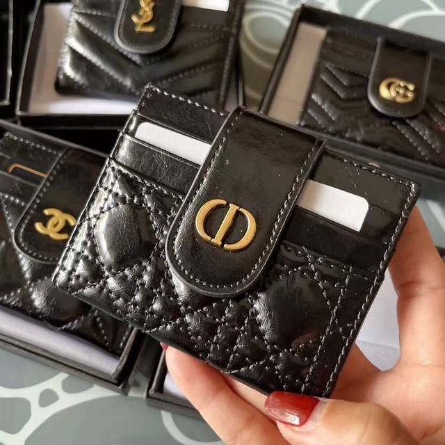 Color Black Size 10X9Cd Pure leather card holder Super self-retained. Dual-purp