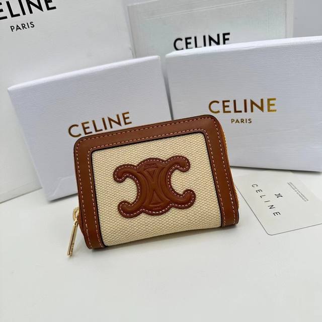 Celine A15 Color White Canvas Size 10.5*9*1 Celine counter synchronization, Trio
