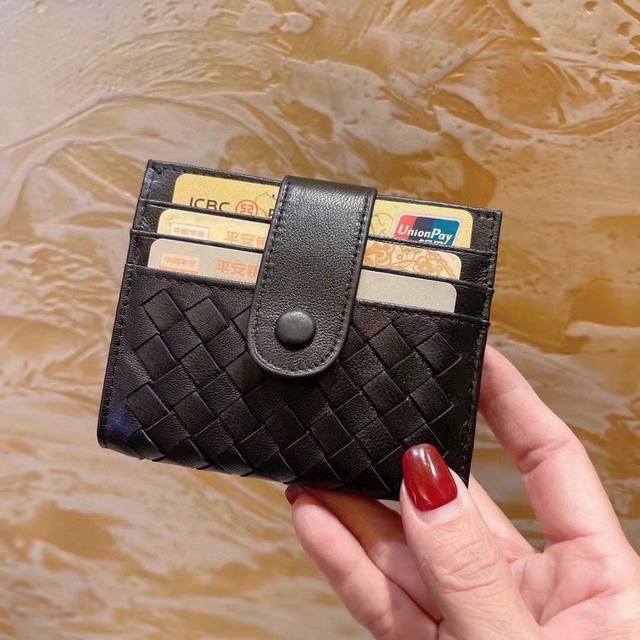 Color Black Size 10X9Bv Pure leather card holder Super self-retained. Dual-purp