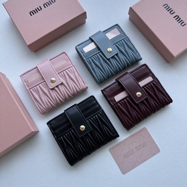 Color Black Pink Blue Red Size 11X10Miumiu Pure Leather Card Holder Super Self-