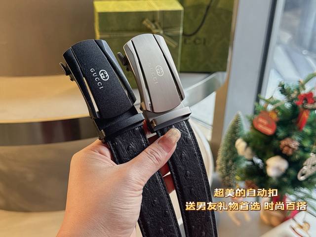 Gift of choice Gucci's latest automatic buckle top layer cowhide classic patter