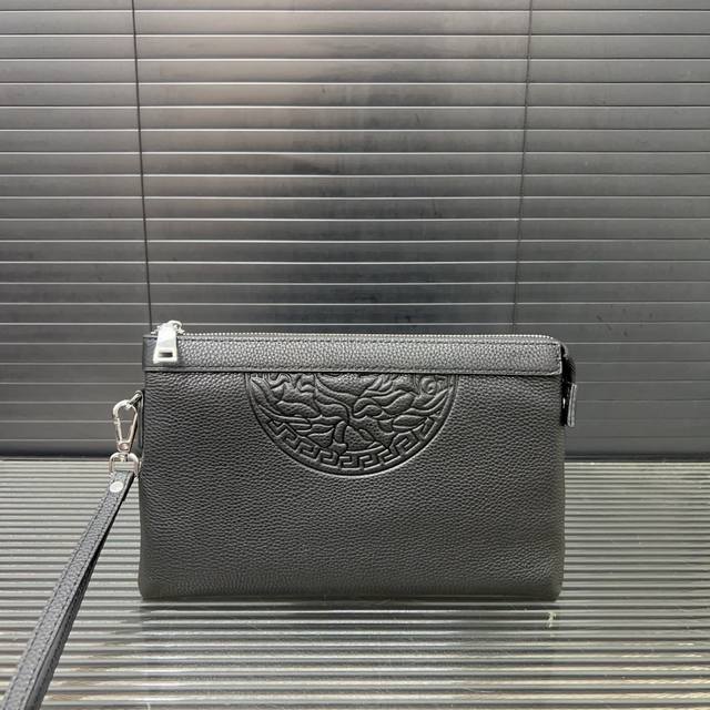 Versace Versace embossed cowhide clutch card holder wallet multifunctional men's