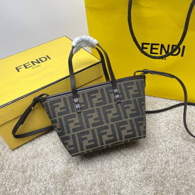 Roll Mini Handbag Shopping Bag, jacquard fabric material, decorated with the ico